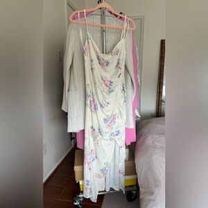 ZARA Cowl Neck Floral Midi Dress - Size: L